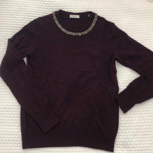 Equipment Sweater with Jeweled Collar, Size Medium